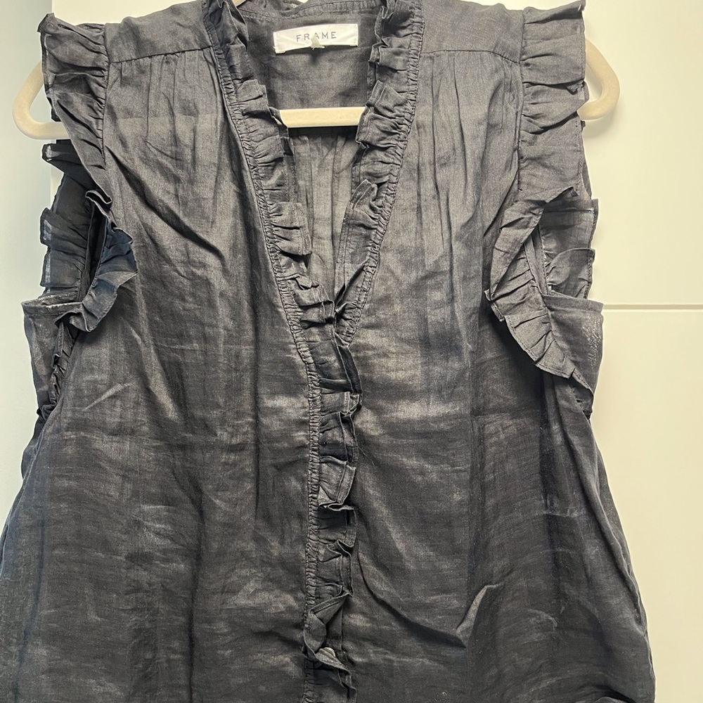 Frame black linen ramie shirt